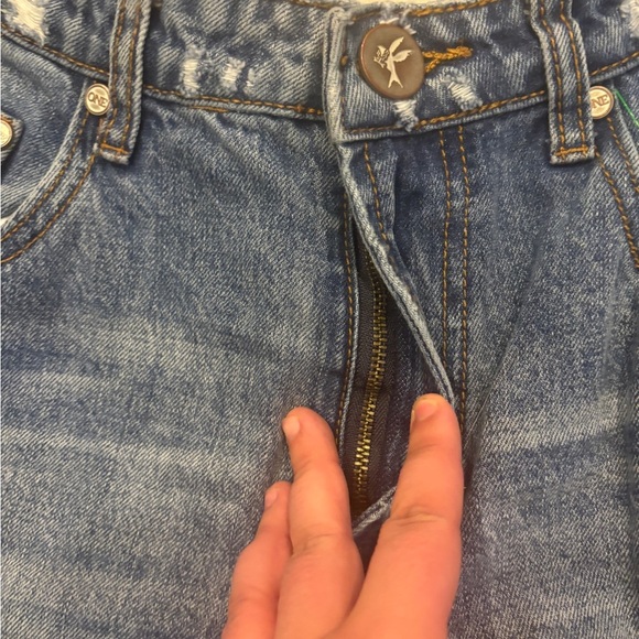 One Teaspoon Distressed Blue Ankle High Waist Freebird Jeans - Picture 6 of 8